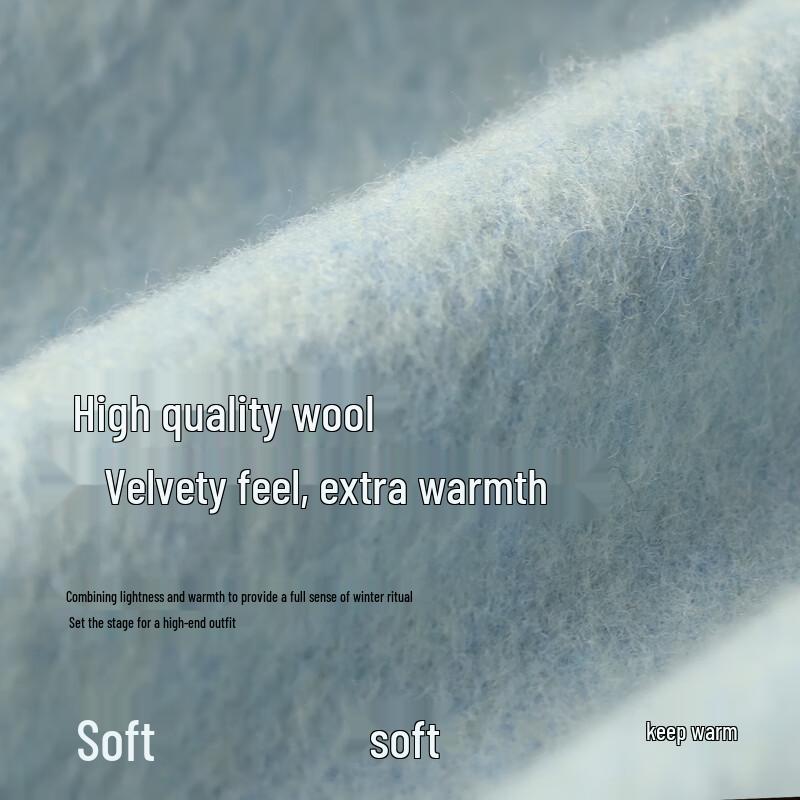 VICTORIA&VERA Women's Contrast Cuff Wool Blend Short Coat