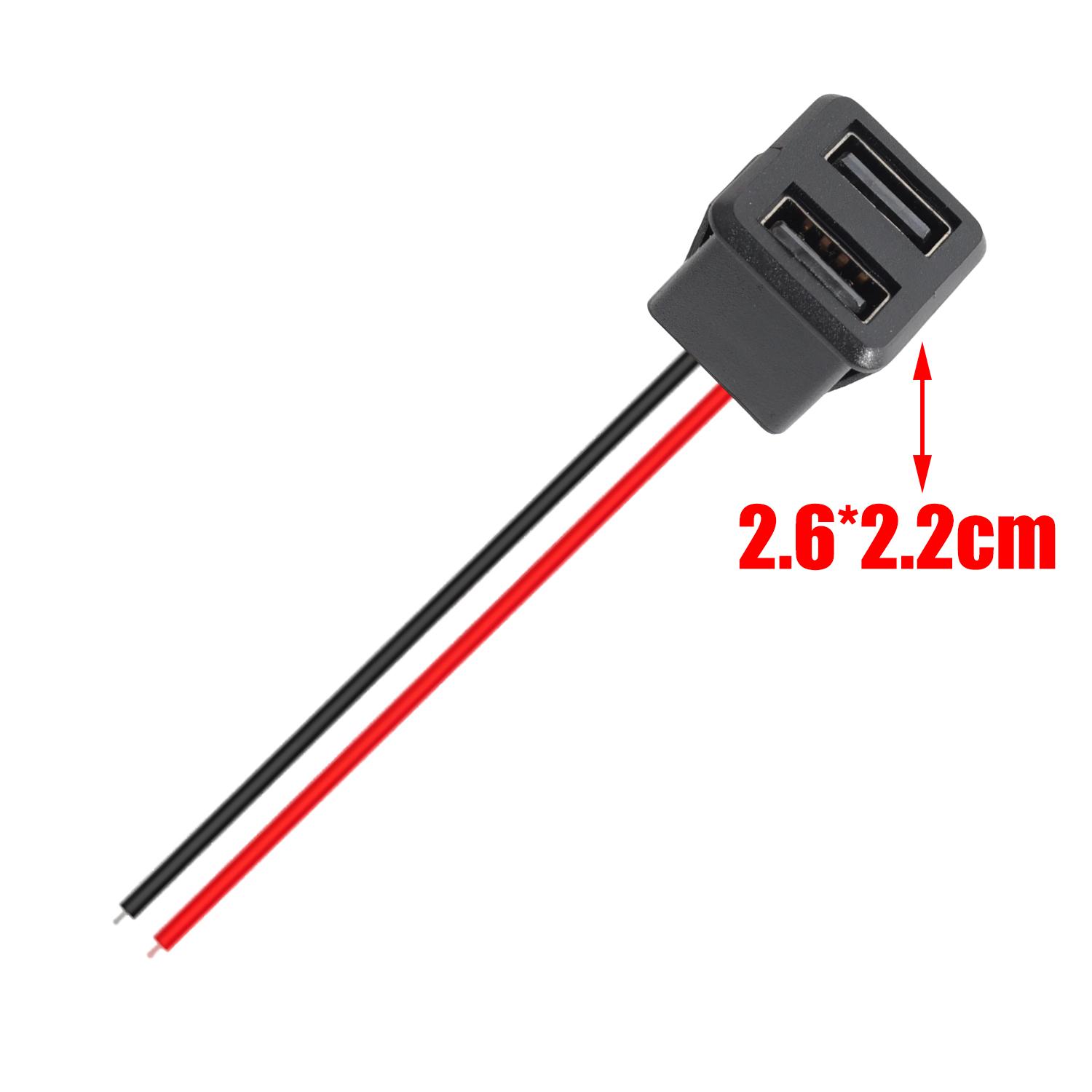 

Black Double Layer Usb Female Type-C Socket Car Accessories Usb Lamp Charging Female Power Socket with Cable Connector