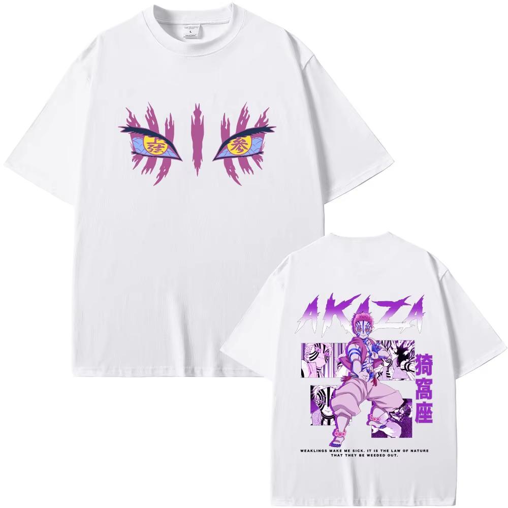 Anime Demon Slayer T-shirt Akaza Graphic T Shirt Summer Men Women Clothing Cartoon Fashion Trend Tshirts Male Vintage Streetwear