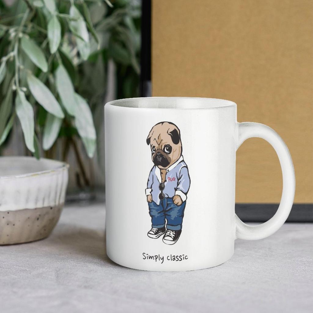 1 Stück 11oz Weiße Keramiktasse Doppelseitig bedruckte Dekoration Langlebige Kaffeetasse für Zuhause Büro Praktisches Geschenk