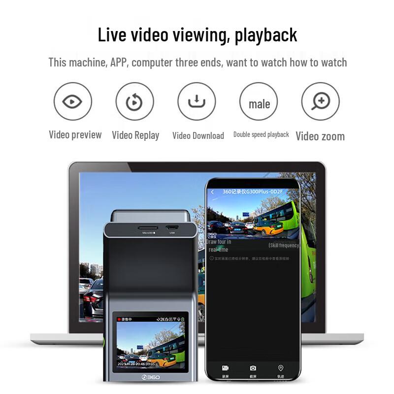Telecamera per auto 360 G300plus 2K Ultra HD (Versione NC)