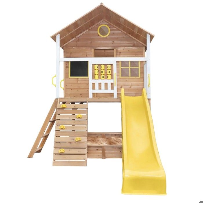 Maison enfant - GINGER HOME - Bois de pin - Toboggan et bac à sable - Extérieur 2-10 ans