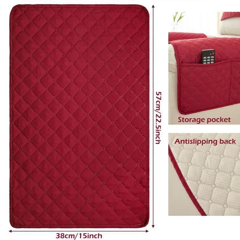 3PCS Headrest Cover for Recliner Solid Color Single Sofas Combination Slipcover  with Storage Pockets Funda De Sofá Antipolvo