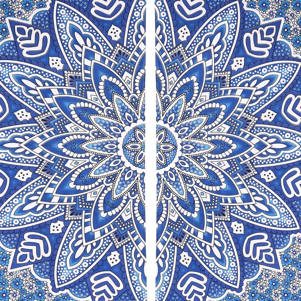 BLESS INTERNATIONAL Wunderschöne indische böhmische psychedelische Hippie Ombre Fenstervorhangpaneele für Schlafzimmer, Wohnzimmer, Balkon (Blaue Passionsblume)