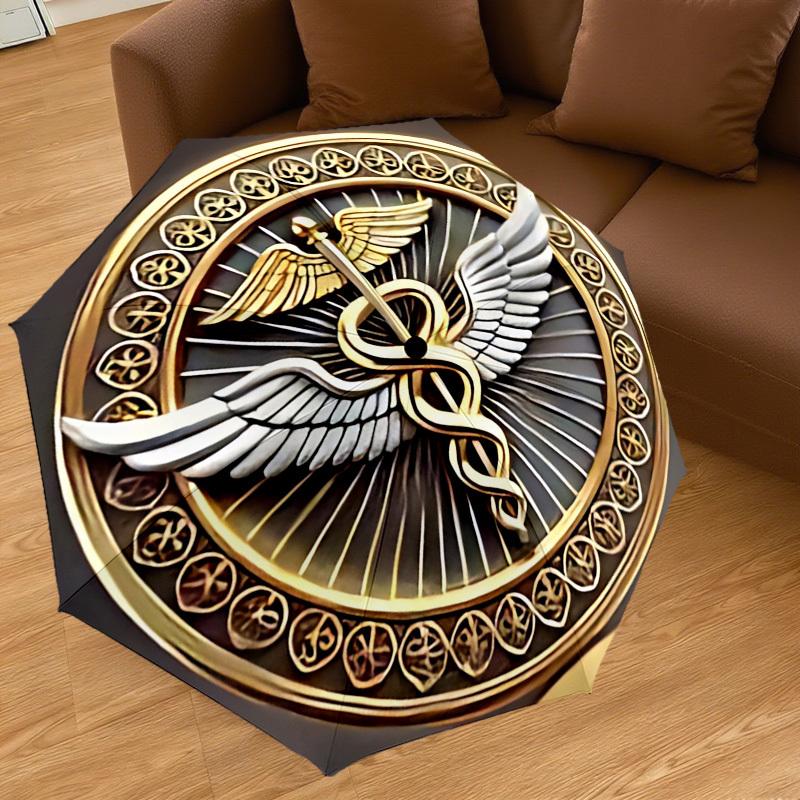 1PC Caduceus Symbol Automatic Open/Close Umbrella with Windproof, 8-Rib Sturdy Canopy, Durable Ribs, Fashionable Design, 1316A