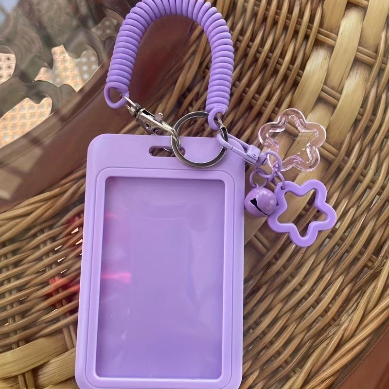 

Morandi Color Star Charm Retractable Plastic Card Holder with Keychain Cute and Functional for Bus, Campus, ID, and Credit Cards, Card Holder