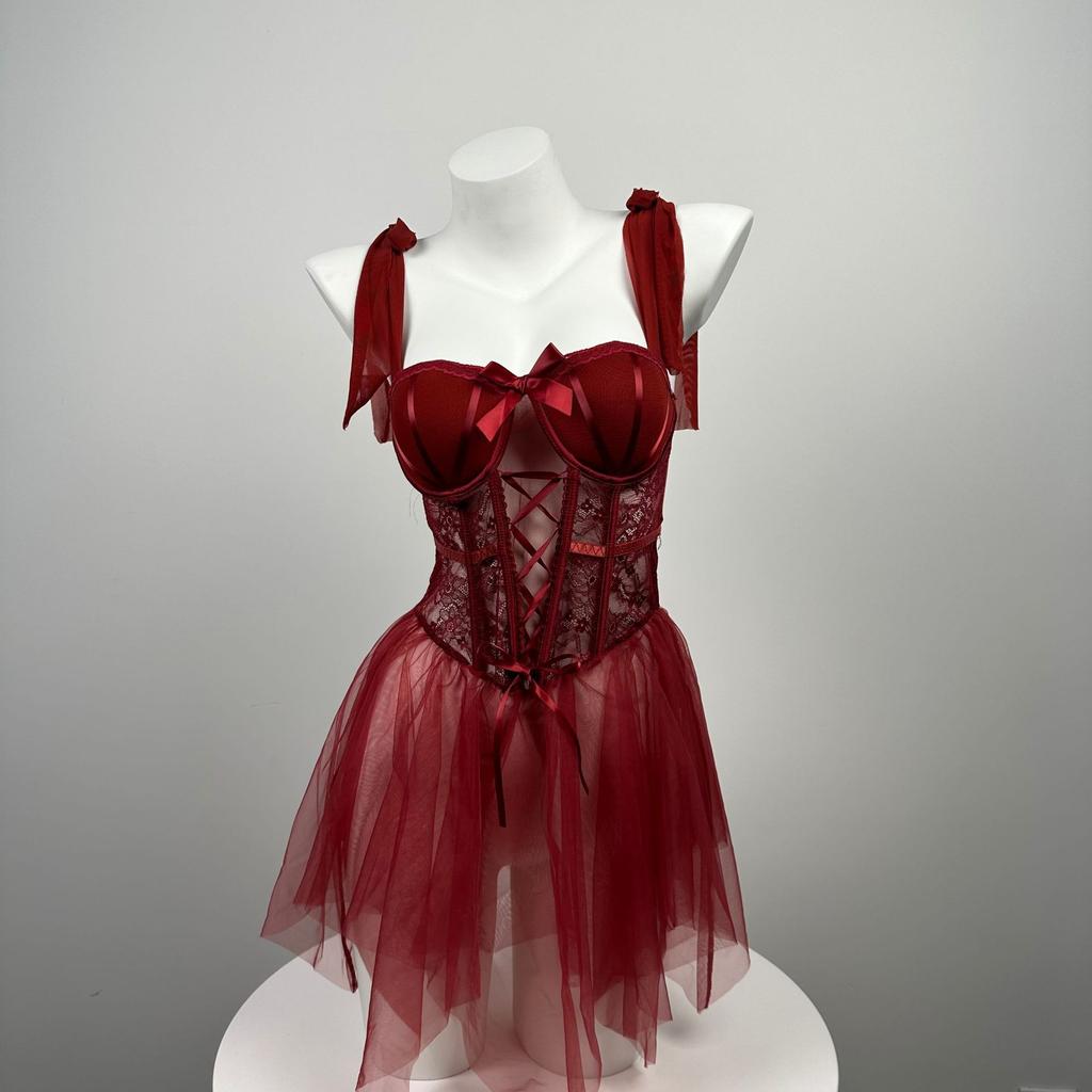 Sex underwear pure desire wind mesh perspective plus chest pad steel ring gathering sling 9216