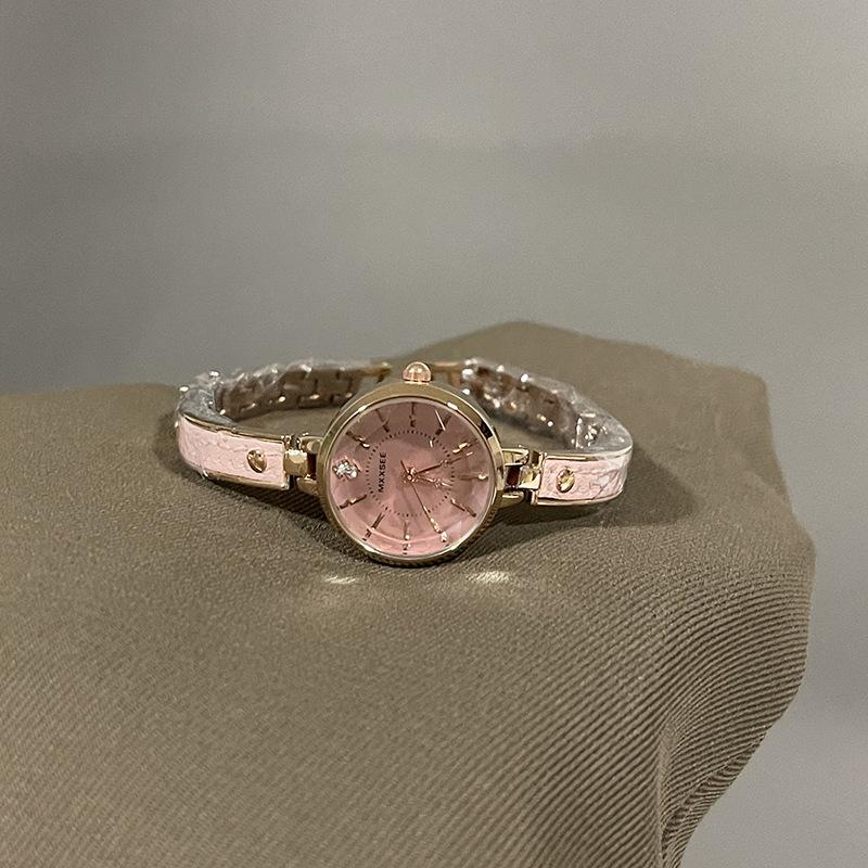 

Bracelet Watch Women S Pink Leather Bracelet Watch Strap Fashion Silver Moon Grey Temperament Student Watch