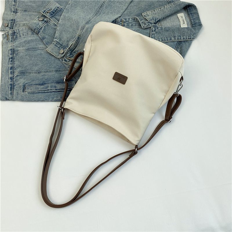 Large Capacity Fashion Canvas Shoulder Bag Women's Leisure Literature and Art Simple Solid Color Crossbody Backpack