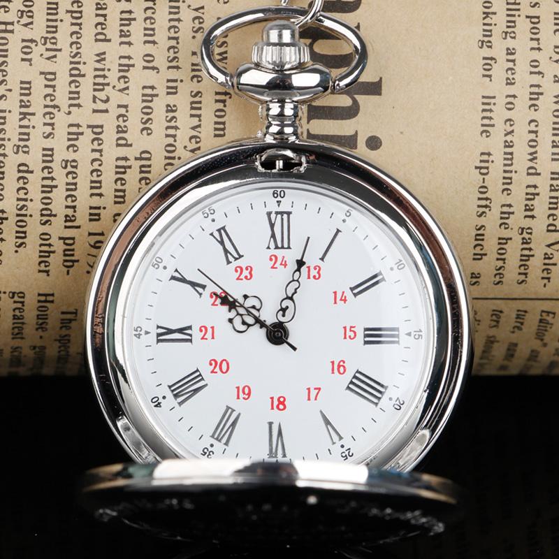 Vintage Silver Men's Pocket Watch with Heartfelt "To Grandpa" Engraving Pendant Necklace Accessories Clock Best Souvenir Gift