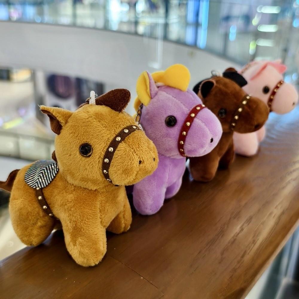 Mascot Doll Pony Pendant Cartoon Zodiac Pony Figurine Stuffed Animal Keyring Car Decoration