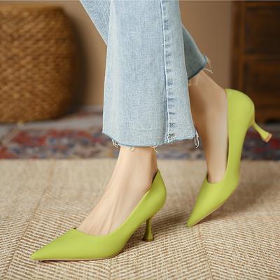 3351-18 Talons Fins Noirs Pointus Français Chaussures Simples de Travail Mode Professionnelle Femme 2025 Chaussures Simples Femme