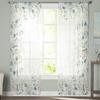 Watercolor Eucalyptus Leaves Sheer Curtains For Living Room Bedroom Home Decor Voile Drapes