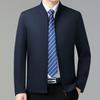 Spring and Autumn Stand Collar Jacket Men's Mulberry Silk Thin Top Middle-aged Dad Clothes Civil Servants and Leading Cadres Jackets