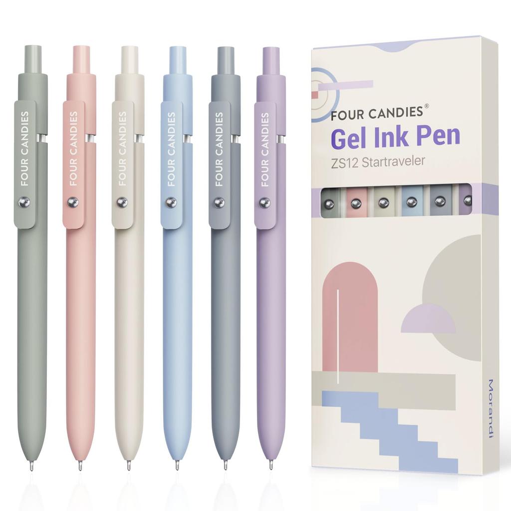 Four Candies Gel Ballpoint Cute Easy To Stylish Gift for Girls and Junior High School Students Pens, 6-Piece Set, 0.5mm, Stationery, Write,