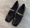 Fashion 2025 new Square Toe Single Shoes for Women New Spring Autumn French Flat Leather Shoes Mary Jane Women's Shoes Heels