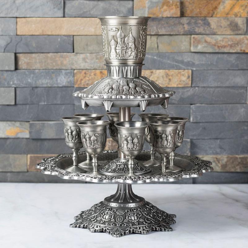 

Metal Wine Glass Rack & Quick Pourer Decanter Set – Perfect for Gatherings & Parties