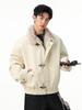 Men's Winter Cotton Jacket with Airplane Buckle, Warm Velvet Lining, and Mountain Eagle Design - Casual, Handsome, and Loose Fit.