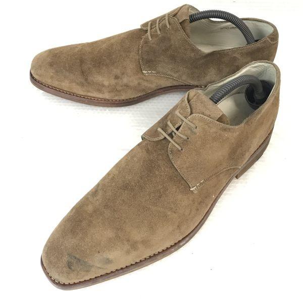 Hergestellt in Frankreich Heschung Handgefertigte Wildleder Schuhe Plain Toe Größe 10 28.5 Braun Business Schuhe(GEBRAUCHT)