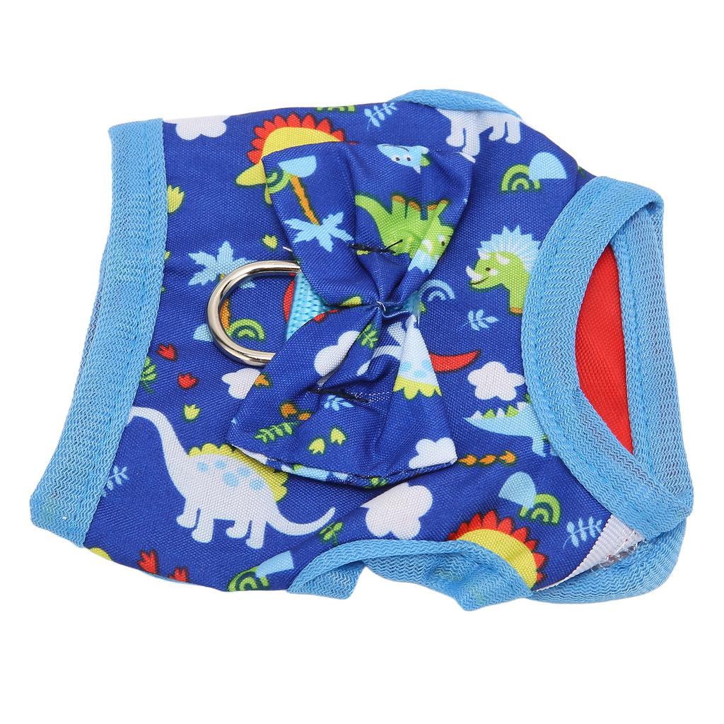 Cat Vest Harnesses and Leash Cartoon Dinosaur Pattern Breathable Cat Walking Vest with Strips for