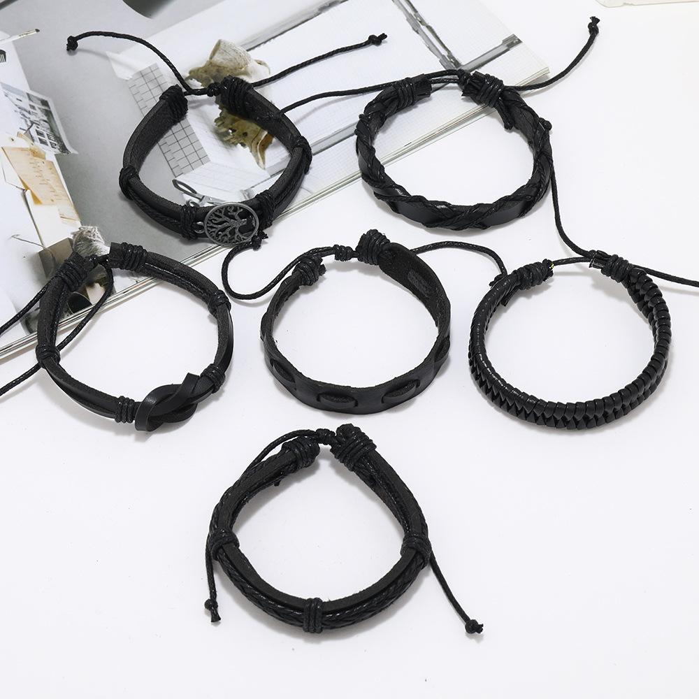 Men's multi-layer DIY suit leather bracelet, European and American cross-border jewelry retro hip-hop hand rope handwoven jewelry