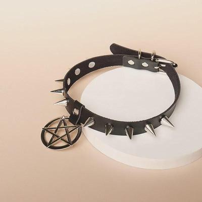 Punk Harajuku Stern Anhänger Leder Halsband Halskette
