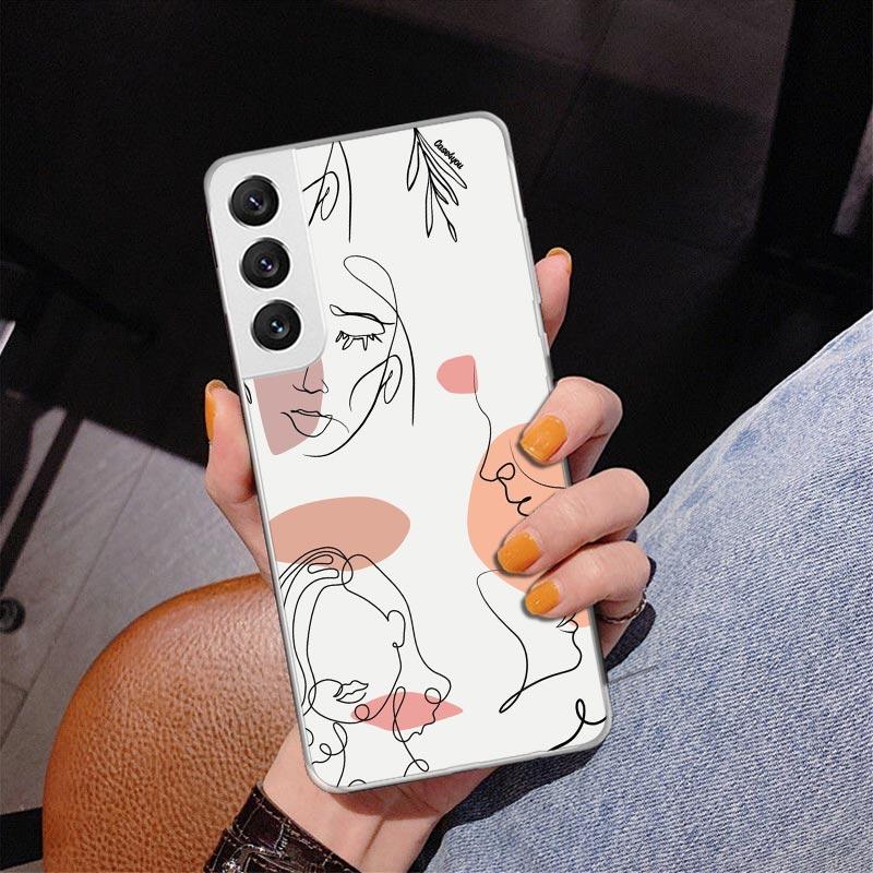 Abstract Line Women Face Phnoe Case for Samsung Galaxy S26 S25 Edge S23 S24 Ultra S22 Plus S21 S20 FE Unique Cover Soft Coque Ga