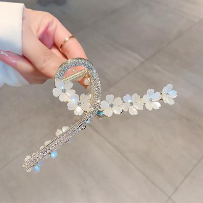 Fermaglio per capelli a fiore di perla coreano puro fatto a mano, clip per afferrare, accessori per capelli posteriori