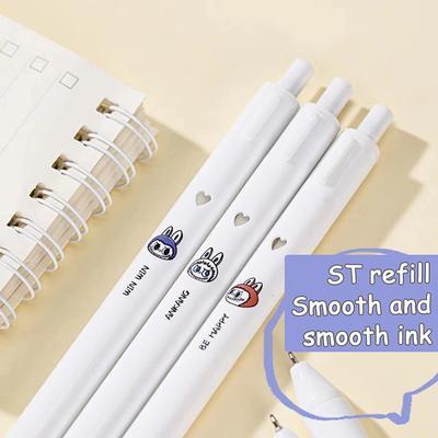 6 bolígrafos neutros Labubu Kawaii Anime, bonitos bolígrafos de gel para exámenes de estudiantes, oficina, bolígrafos de aprendizaje, regalos de papelería