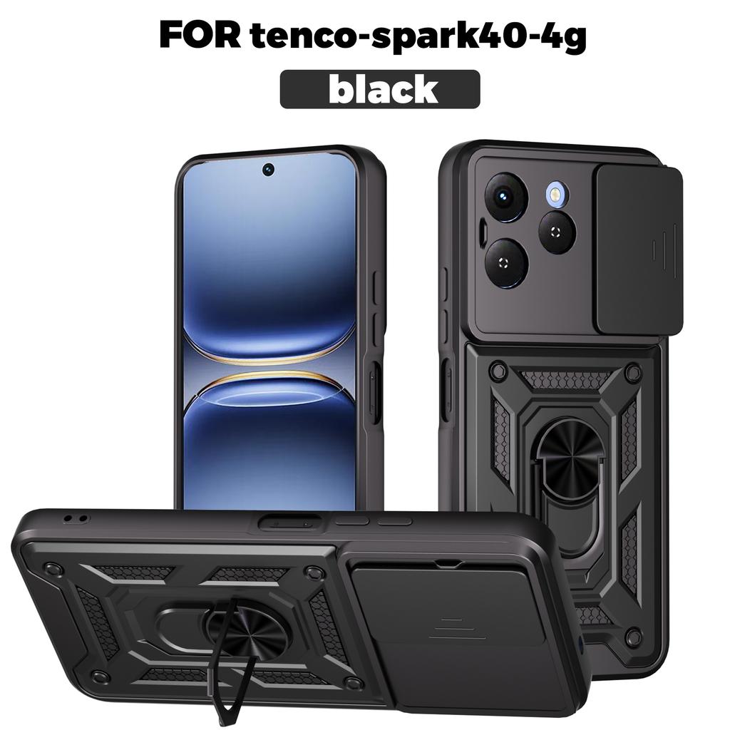 Funda for Tecno Spark 40 4G Case Slide Camera Protection Ring Stand Shockproof Cover for Tecno Spark 40 4G Capa Funda