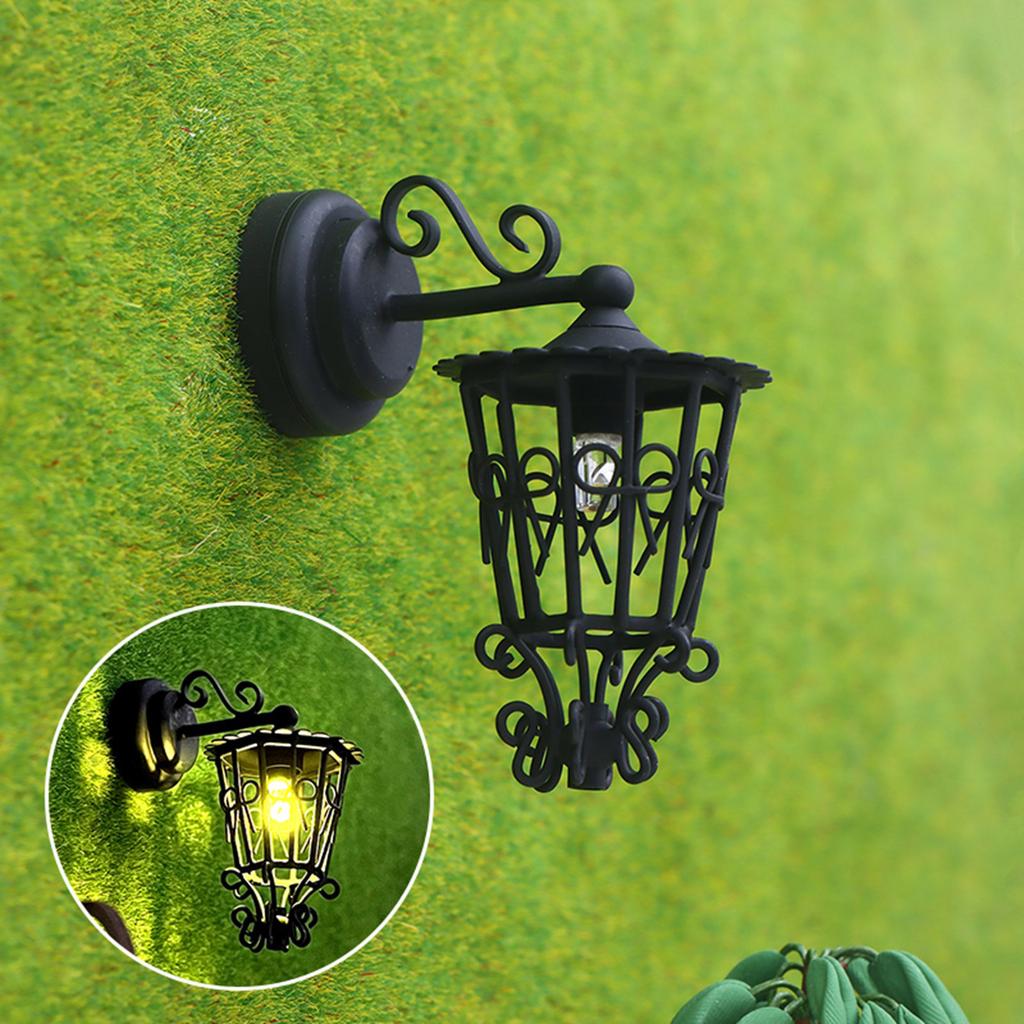 Miniature Hollowed Wall Sconce 1/12 Black Metal Wall Lamp for Dollhouse Living Room Hallway Garden Scene Decoration