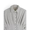 Summer New Women's Design Waist Shirt Casual Versatile Striped Pleated Slim Top