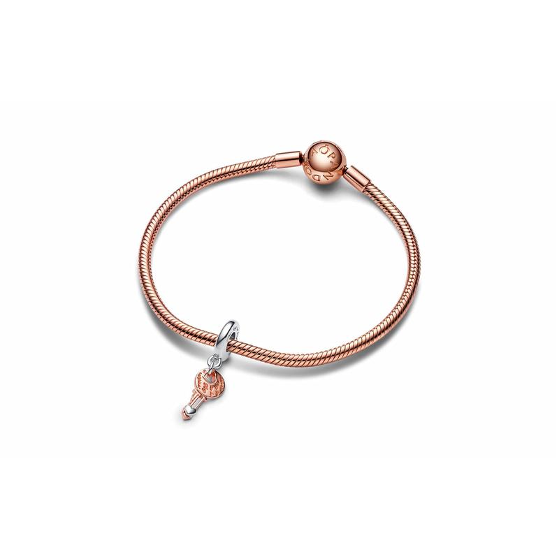 Pandora Two-color Heartbeat Key Pendant 925 Silver Jewelry Accessories Women's Style 782510C00