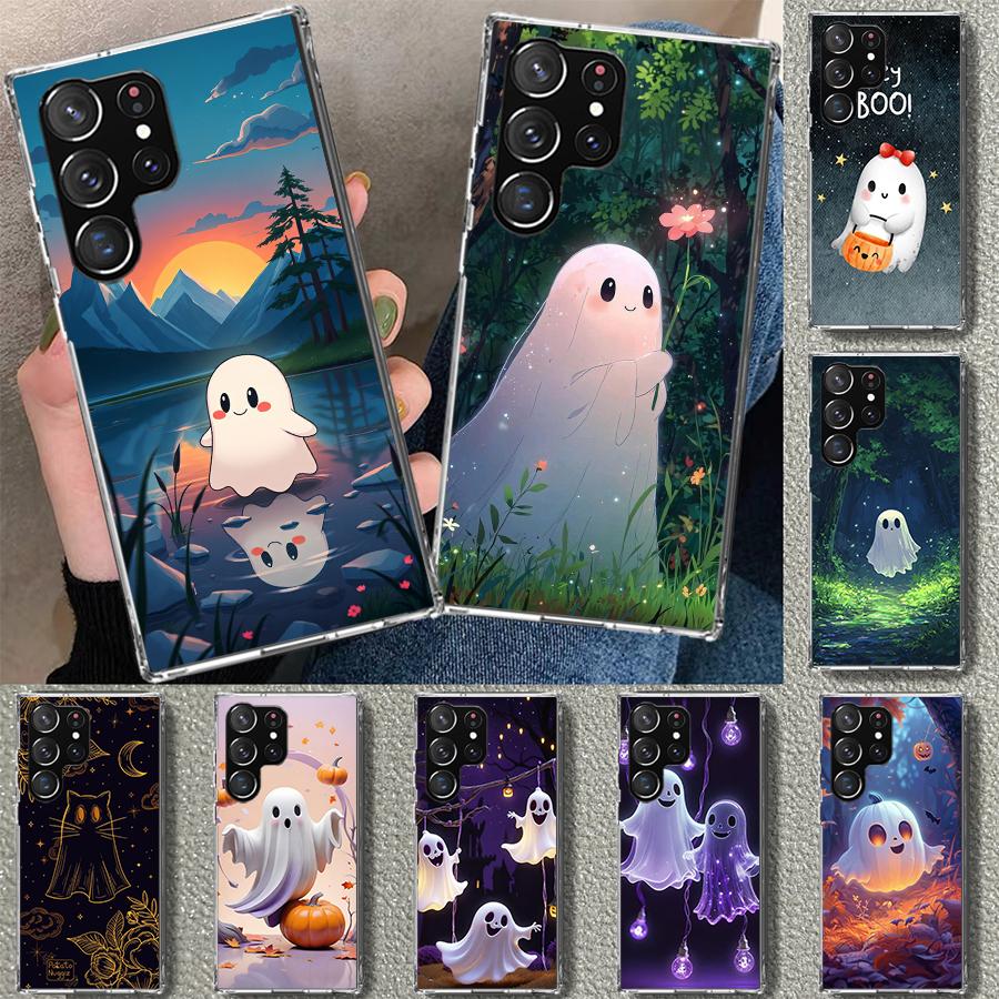 Cute Halloween Ghost Phone Case Cover for Samsung Galaxy S26 S25 Edge S24 S23 Ultra S22 Plus S21 FE S20 + Art Customized Fundas