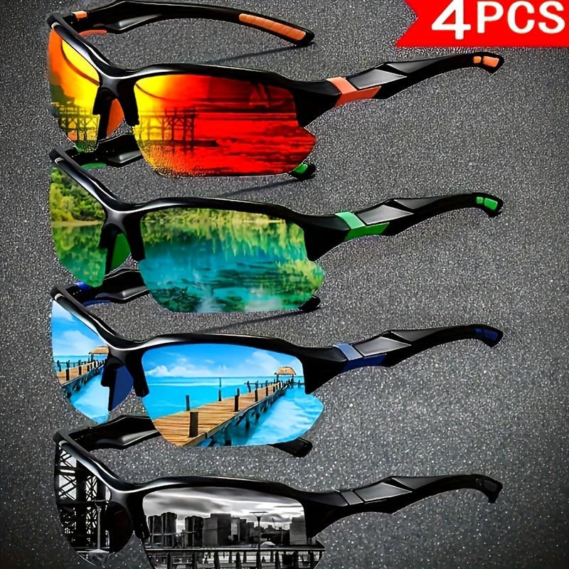 4pcs Vintage Polarized Sports Glasses for Men Coating Climbing Fishing Running Casual Wear Full Rim Decorative Glasses