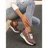 Women's Large Size Spring Flat Round Toe Lace-Up Solid Color Casual Shoes.