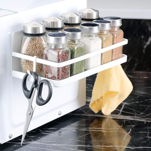 Whonor Kitchen Rack, Magnetic Rack, Approx. W25 x D12 x H9cm, White, 2-Piece Set, Super Strong Magnetic Condiment Rack, Bathroom, 7.5kg Weight Capacit