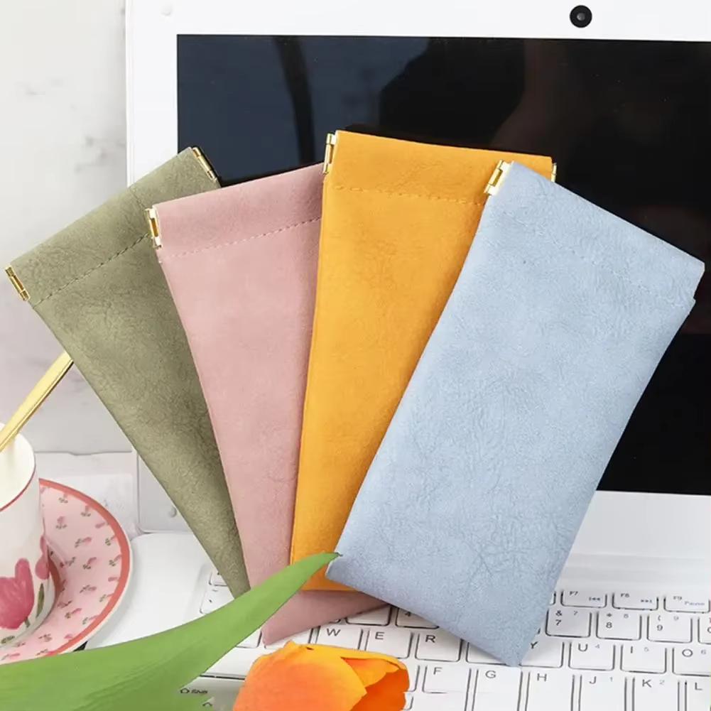 2pcs Automatic Closed Sunglasses Case PU Leather Glasses Storage Bag Waterproof Glasses Protective Cover Eyewear Storage Bag