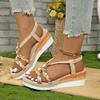 New Fashion Versatile Comfortable Bohemian Sandals Women's Rhinestone Open-toed Women's Wedge Heel Platform Sandals