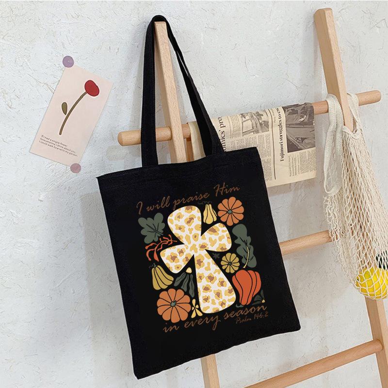 Floral Print Canvas Bag Casual Handbag Women Large Capacity