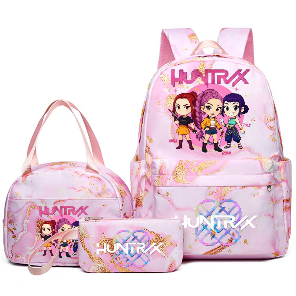 3Pcs/set Cartoon Kpop Printed Backpack with Handbag Pencil Case for Teenager Student Girl Boy Bookbag Schoolbag Women Large Capacity Travel Bag