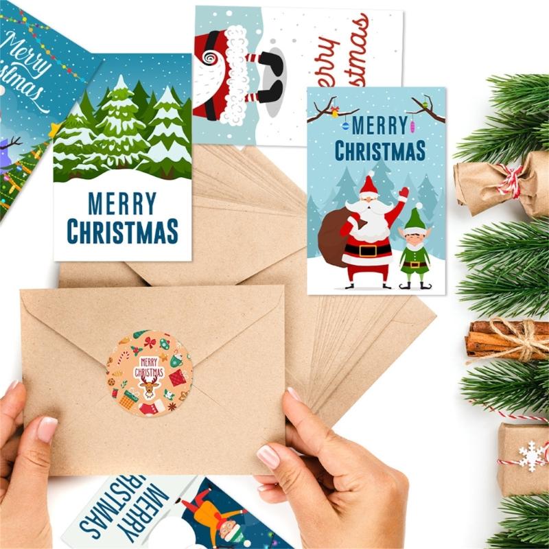 Sticker Christmas Card for Men Women Mom Dad Husband Wife Grandma Grandpa Son Daughter Greeting Santa Christmas Cards