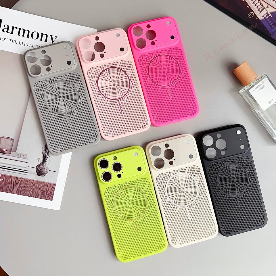 For Magsafe Heat Dissipation Phone Case for IPhone 17 Pro Max Air 13 12 14 15 16 Plus Magnetic Wireless Charger Protector Cover