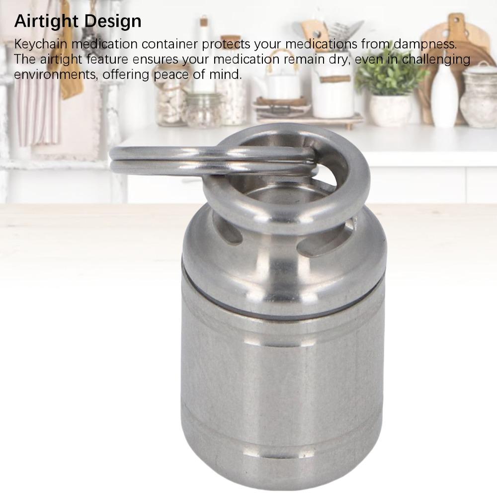 304 Stainless Steel Pill Case Waterproof Sealed Mini Portable Medicine Bottle Keychain Hanging Special Tank Shape Drug Container