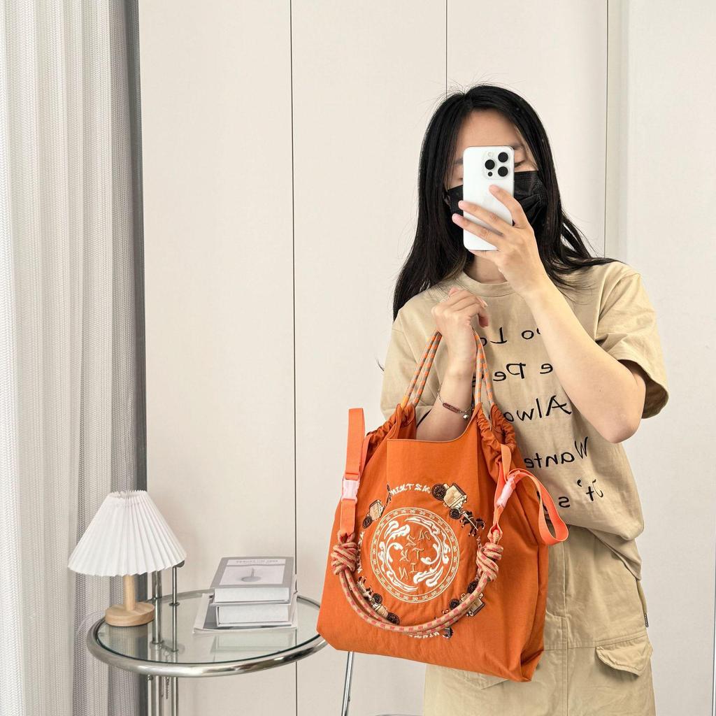 Women's Embroidered Canvas Tote Bag - Large, Foldable, and Portable Shoulder Handbag