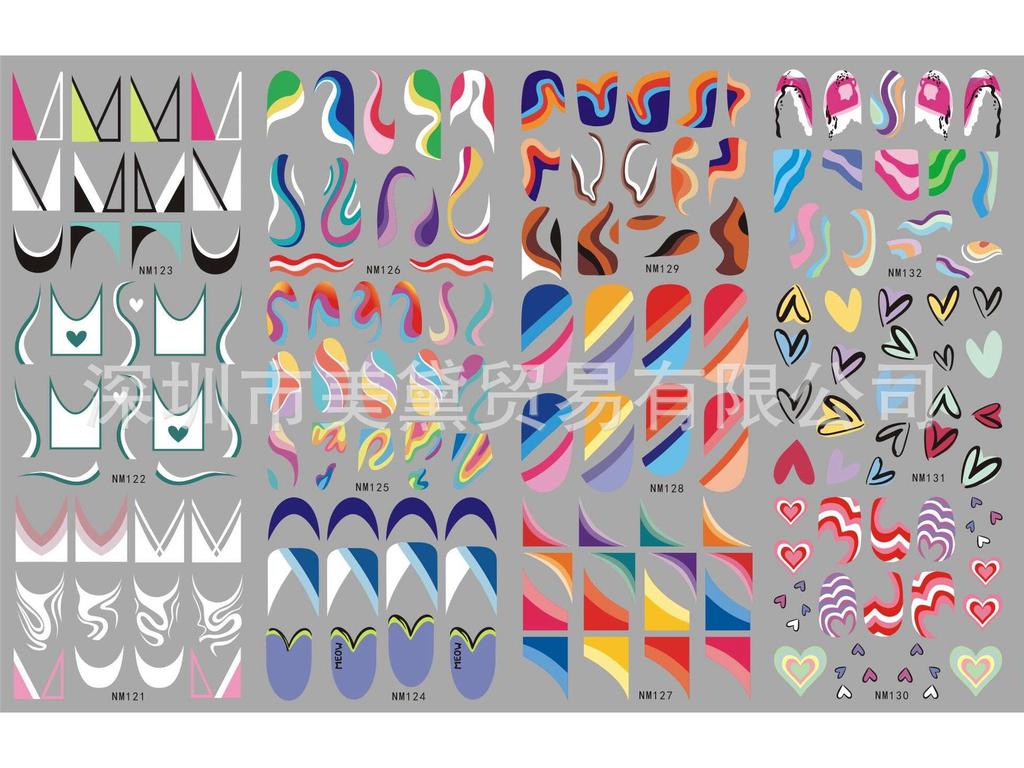 Abstrakte Smiley-Gesicht Wasseraufkleber für Nägel - Große Bögen