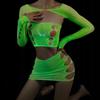 Bodystocking Glowing In The Dark Mesh Lingerie Set Attractive Ladies