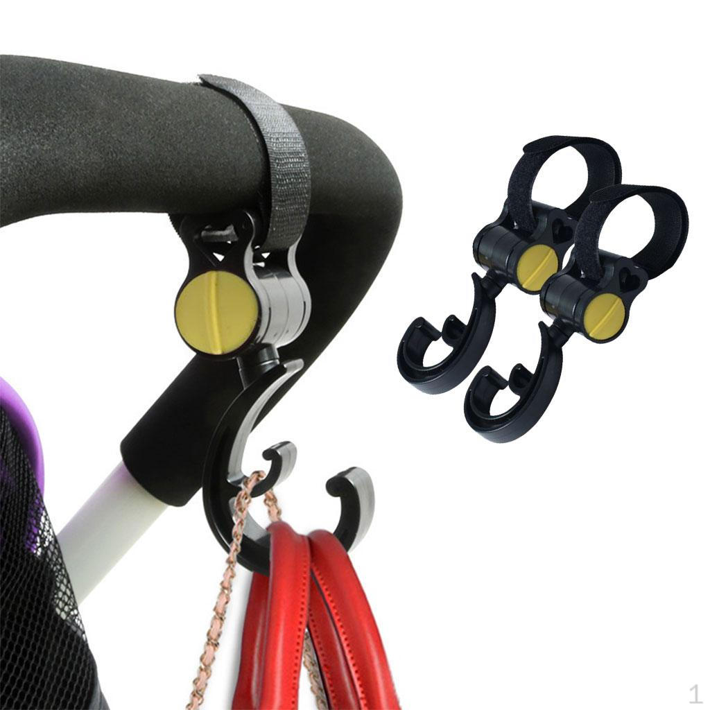 Baby stroller hook Rotatable 360-degree stroller hook-2PCS Baby Stroller Hook Accessories 360° Rotatable Big Hook Velcro Hook