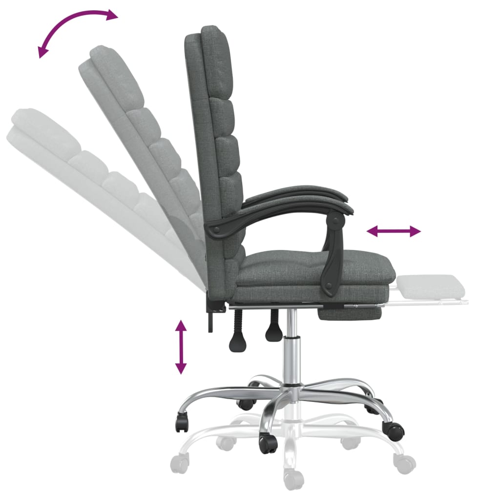 Office Chair with Massage Function Dark Grey Fabric