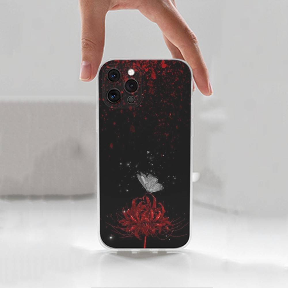 Red Spider Lily Flowers Case For iPhone Max,13,XR,SE,12,15,Pro,17,Plus,11,14,16,X,XS,Mini Transparent Soft Cover